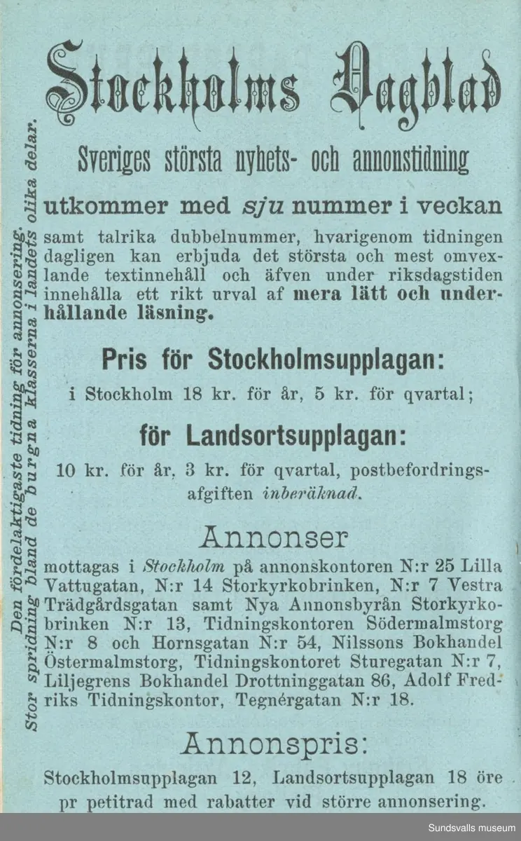 Dagbok. Erik Petter Wallmark (1870-1891) 

E.P. Wallmark föddes på ett hemman i Valla, Selånger. Han var student vid Uppsala universitet och klarade sin fil.kand. på endast två terminer.  E.P. Wallmark var sjuk i tbc och avled endast 20 år gammal. 
Anteckningarna, skrivna mellan 1888-1891, rör bland annat hans tid i Uppsala och sjukdomens förlopp. 

Se länkade filer för komplett dagbok