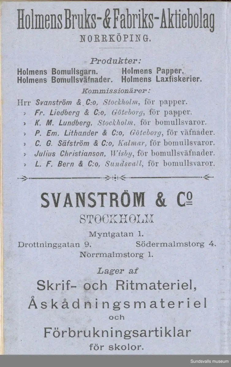 Dagbok. Erik Petter Wallmark (1870-1891) 

E.P. Wallmark föddes på ett hemman i Valla, Selånger. Han var student vid Uppsala universitet och klarade sin fil.kand. på endast två terminer.  E.P. Wallmark var sjuk i tbc och avled endast 20 år gammal. 
Anteckningarna, skrivna mellan 1888-1891, rör bland annat hans tid i Uppsala och sjukdomens förlopp. 

Se länkade filer för komplett dagbok