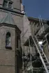 Högsäters kyrka under fasadarbeten, plåtslagning, sydvästra delen