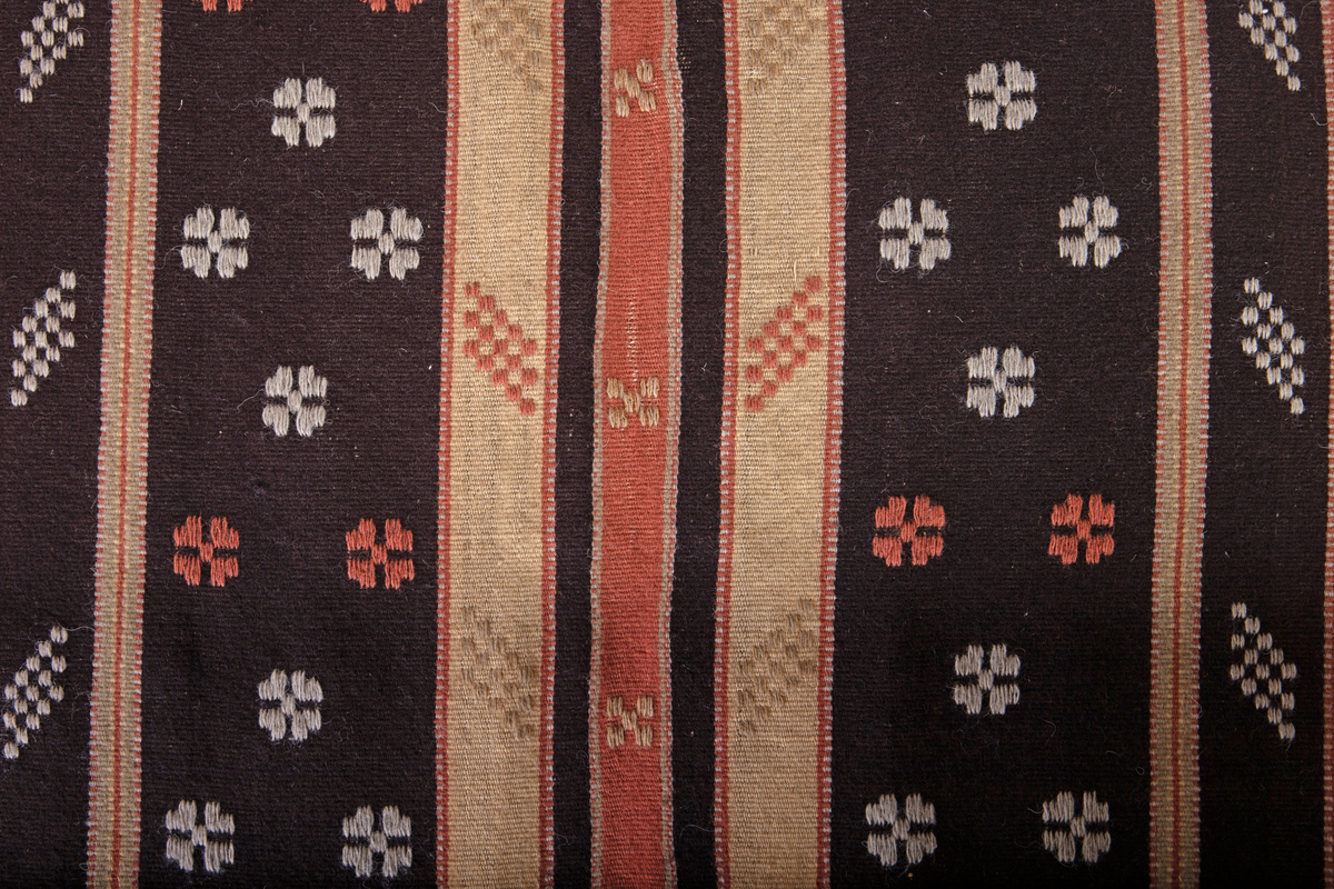 Nyvävd kopia efter gammalt fälltäcke. 
Inplockat mönster med ax och stjärnor

Reg. av: R.J. (Ruth Jonsson),  I.P. (Ingegerd Persson), B.Å. (Brita Åsbrink)