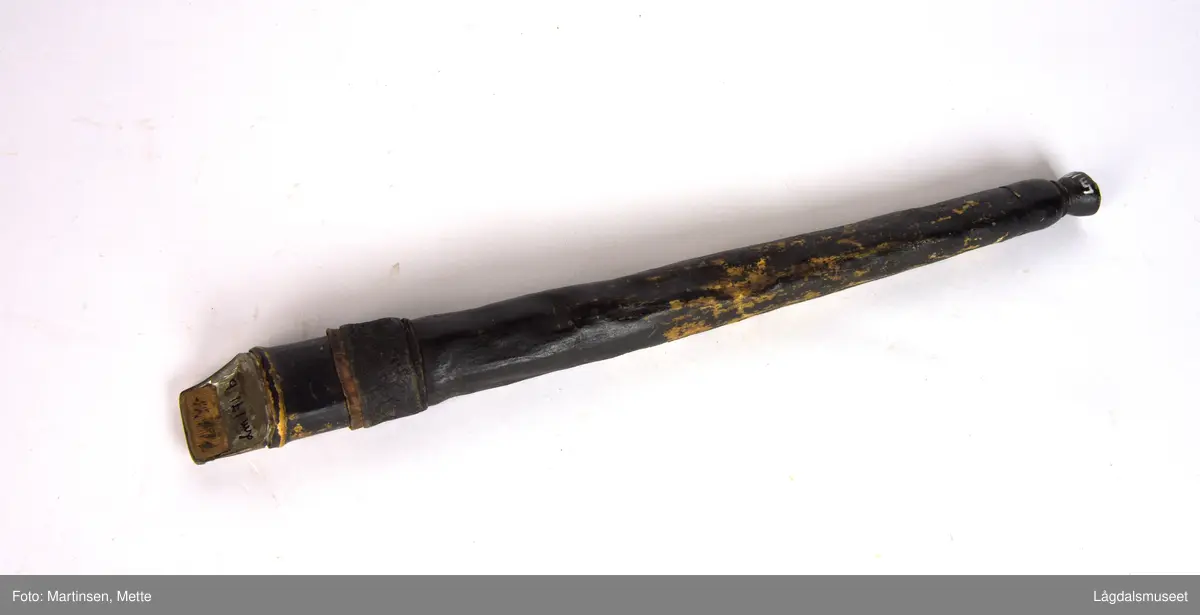 Fløyta er laget av tørket kuhale. Munnstykket er profft laga, trolig av en gjørtler. Sannsynligvis av messing, mens blokka er av tre. Fløyta har sju fingerhull foran, men ingen tettehull for tommel bak. Avskallet svart farge. Rundt et belte øverste på fløyta hvor det er risset inn: SVRT eller SURT - 1562. Ikke nødvendigvis en referanse til årstall og alder.