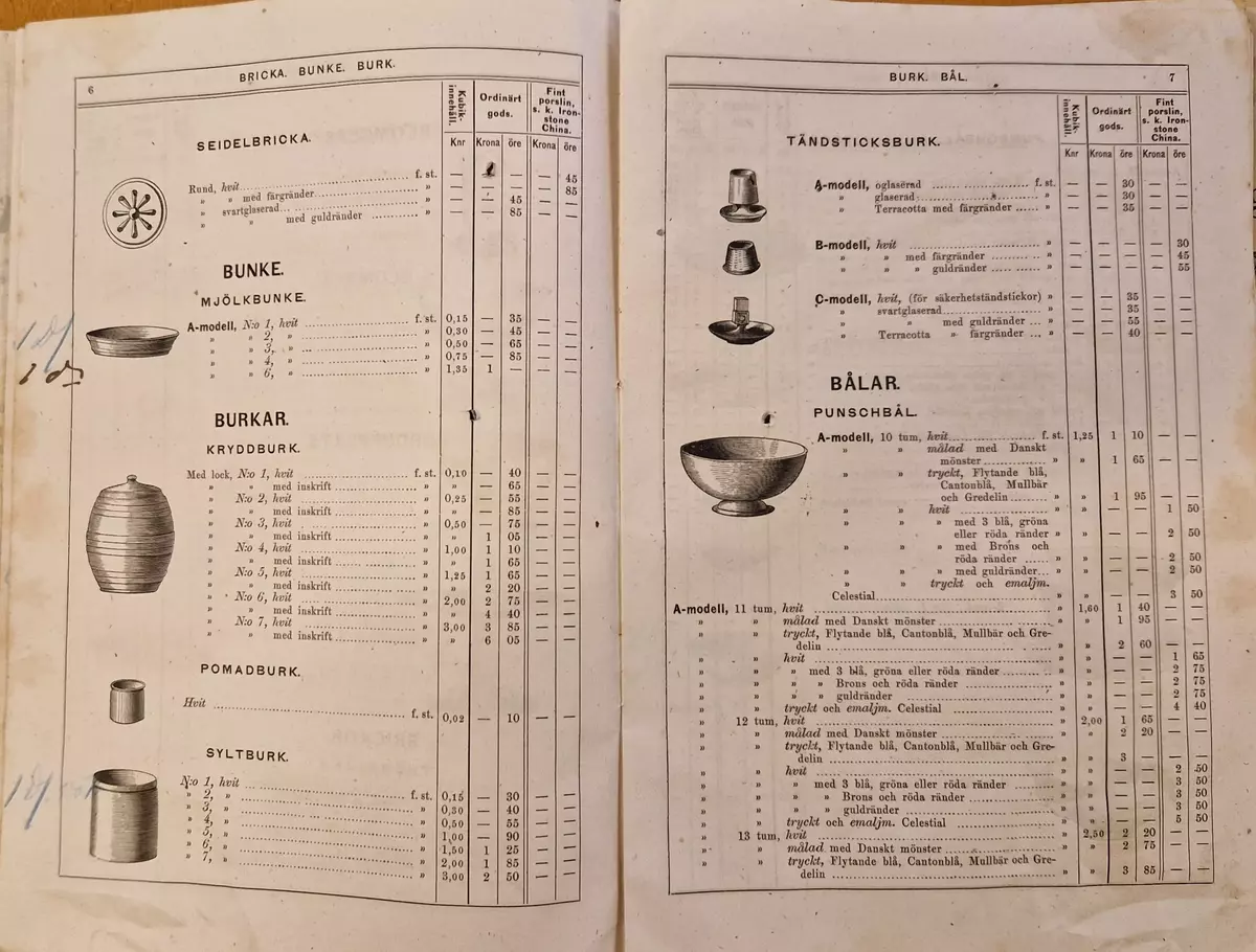 Priskurant för Gustafsberg. 98- sidig katalog.