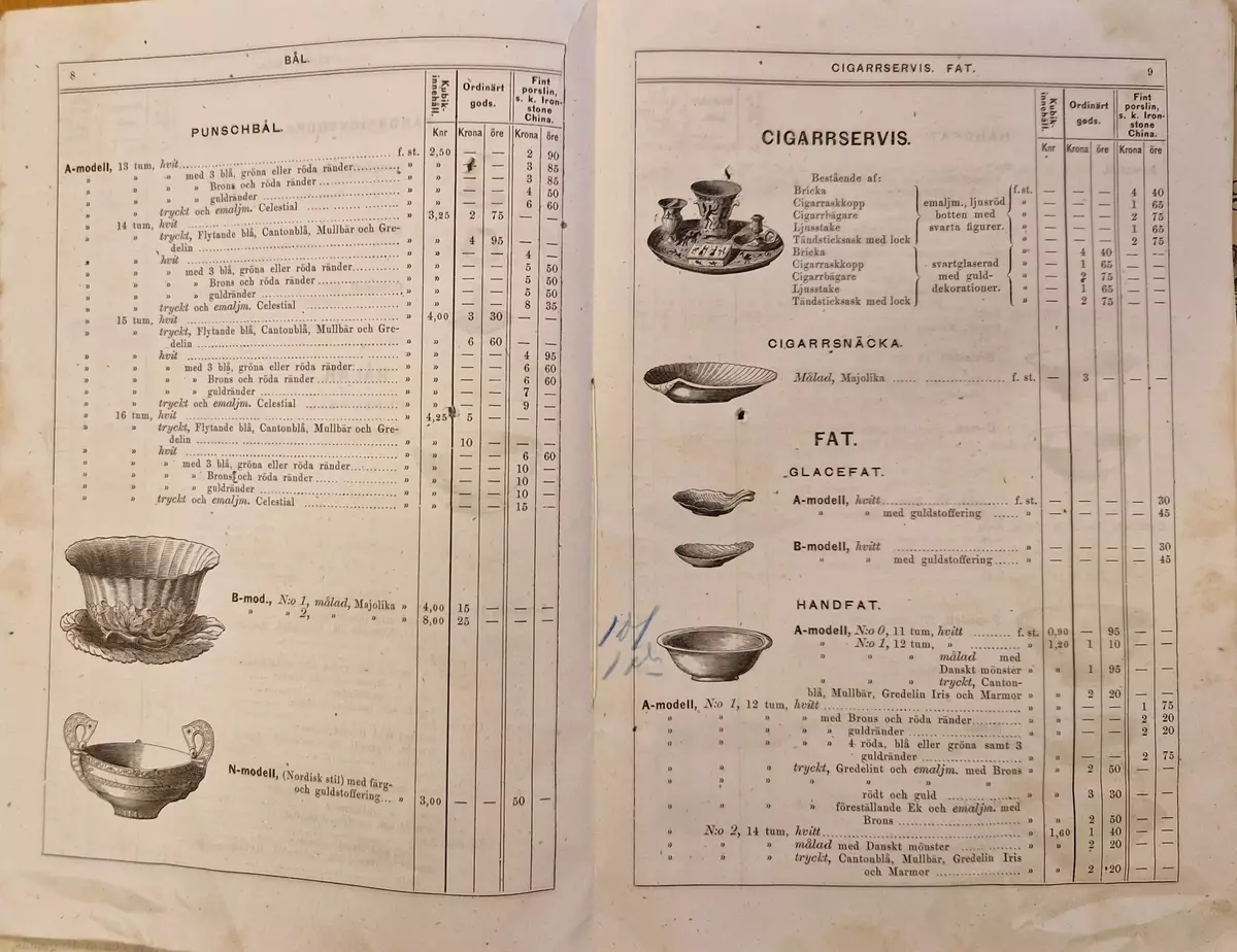 Priskurant för Gustafsberg. 98- sidig katalog.