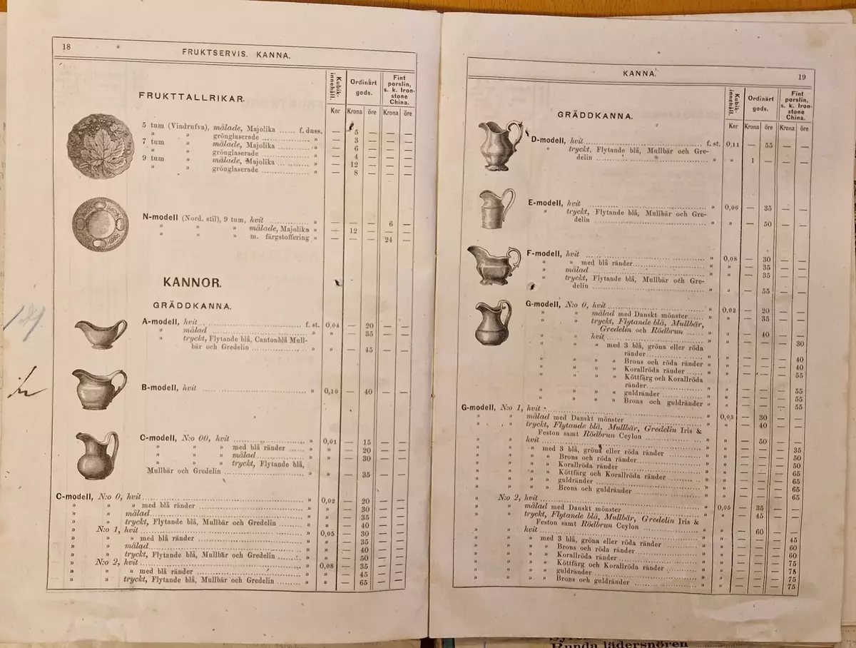 Priskurant för Gustafsberg. 98- sidig katalog.