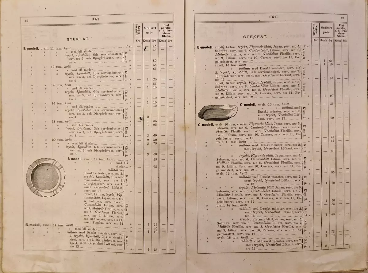 Priskurant för Gustafsberg. 98- sidig katalog.