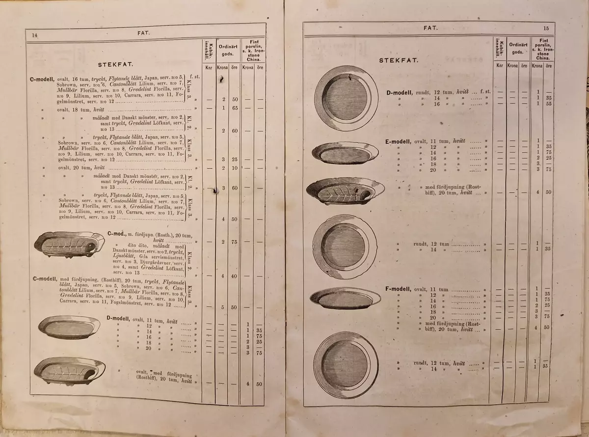 Priskurant för Gustafsberg. 98- sidig katalog.