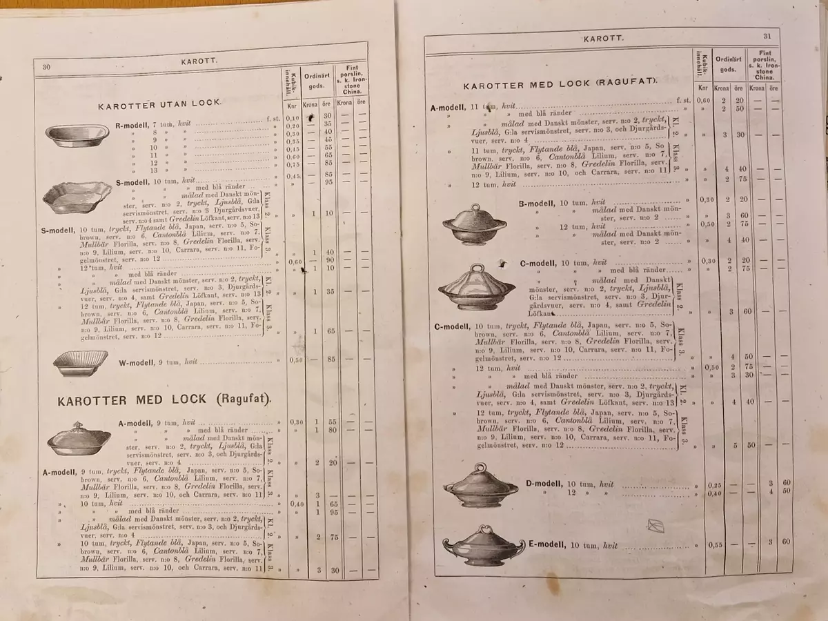 Priskurant för Gustafsberg. 98- sidig katalog.
