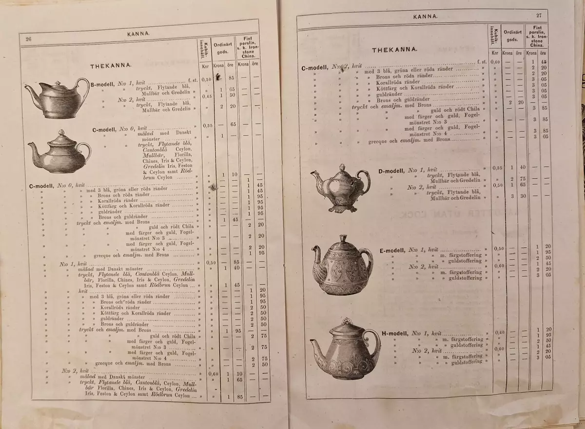 Priskurant för Gustafsberg. 98- sidig katalog.