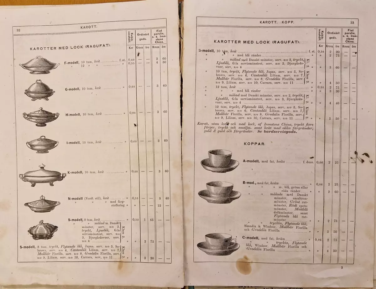Priskurant för Gustafsberg. 98- sidig katalog.