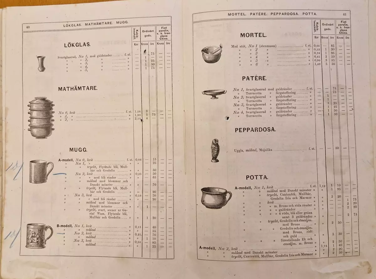 Priskurant för Gustafsberg. 98- sidig katalog.
