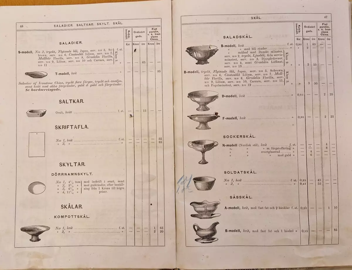 Priskurant för Gustafsberg. 98- sidig katalog.