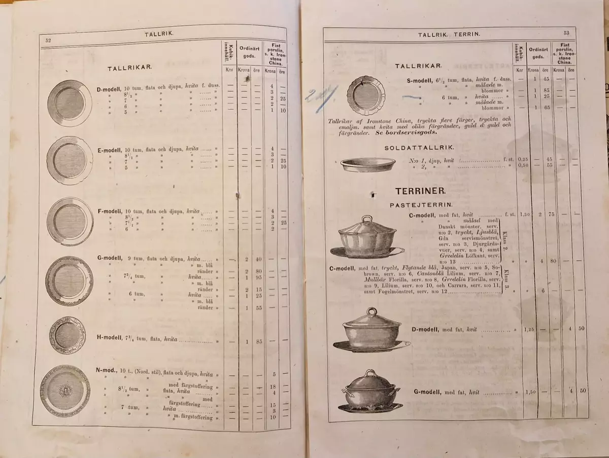 Priskurant för Gustafsberg. 98- sidig katalog.