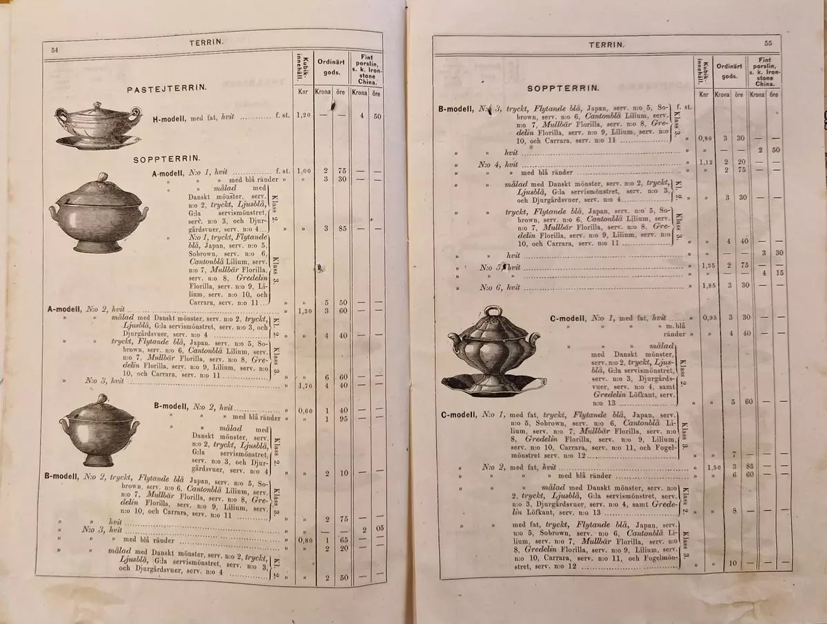 Priskurant för Gustafsberg. 98- sidig katalog.