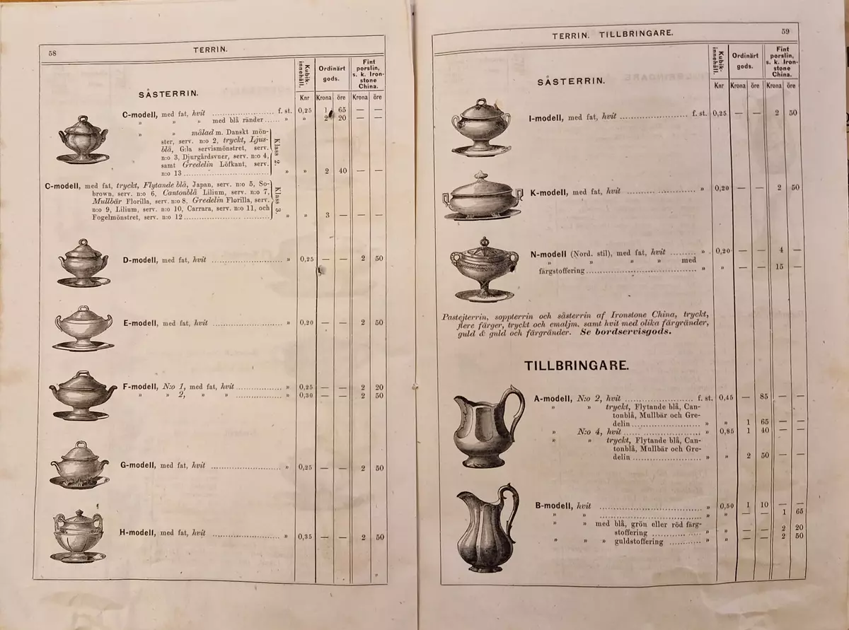 Priskurant för Gustafsberg. 98- sidig katalog.