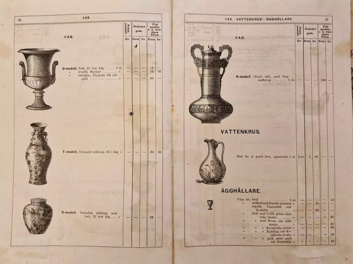 Priskurant för Gustafsberg. 98- sidig katalog.