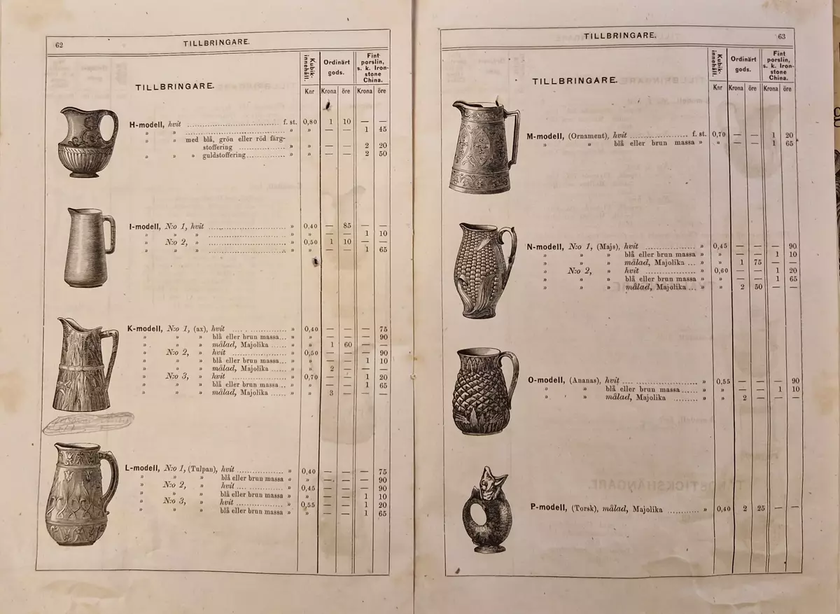 Priskurant för Gustafsberg. 98- sidig katalog.