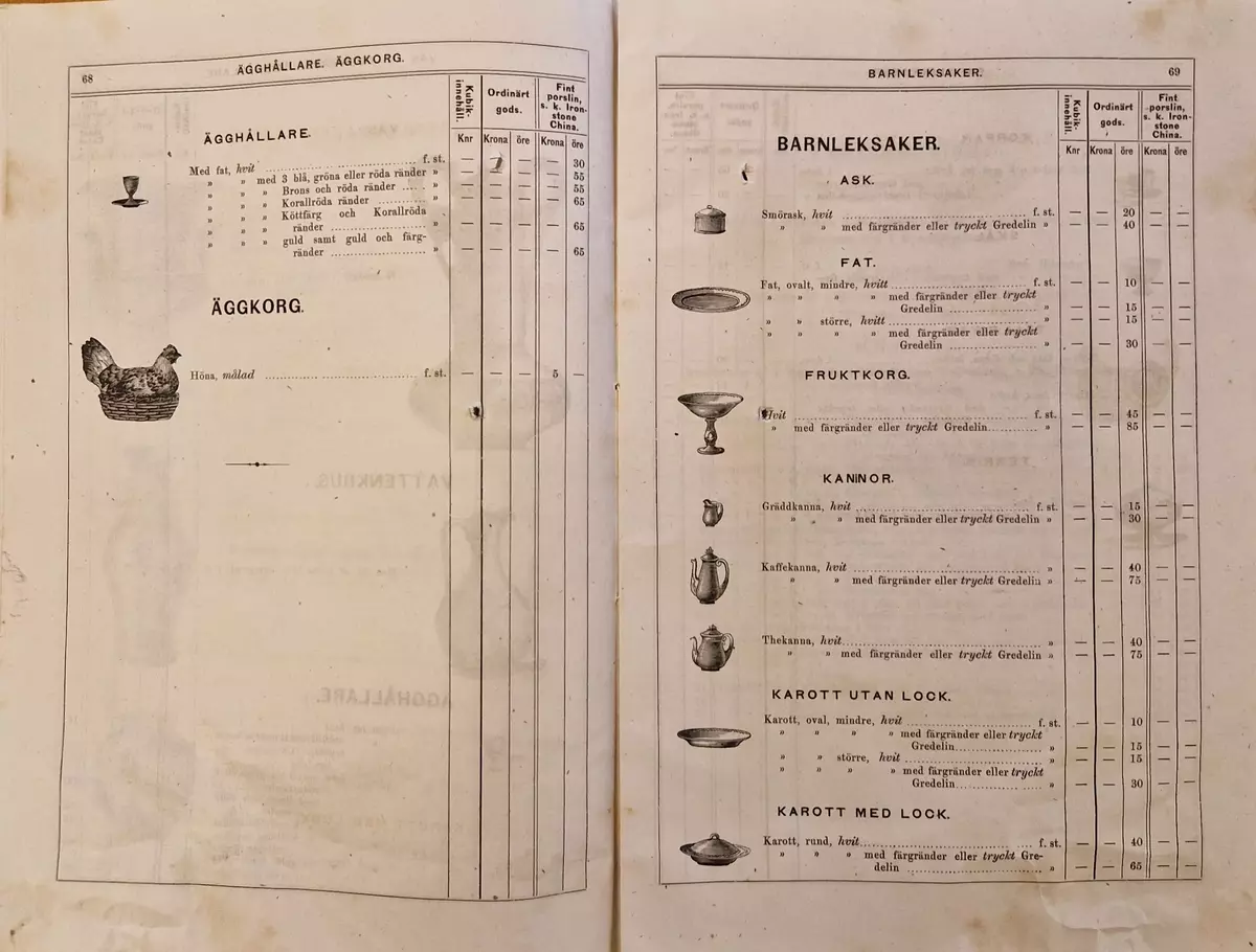 Priskurant för Gustafsberg. 98- sidig katalog.