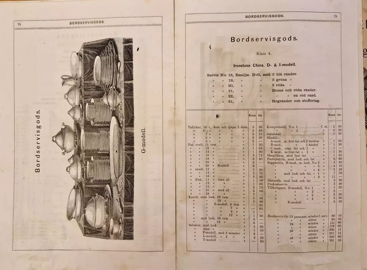 Priskurant för Gustafsberg. 98- sidig katalog.