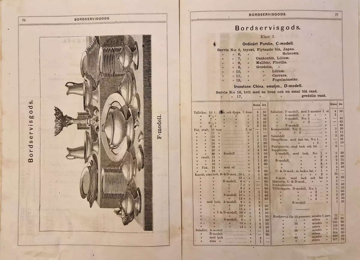 Priskurant för Gustafsberg. 98- sidig katalog.