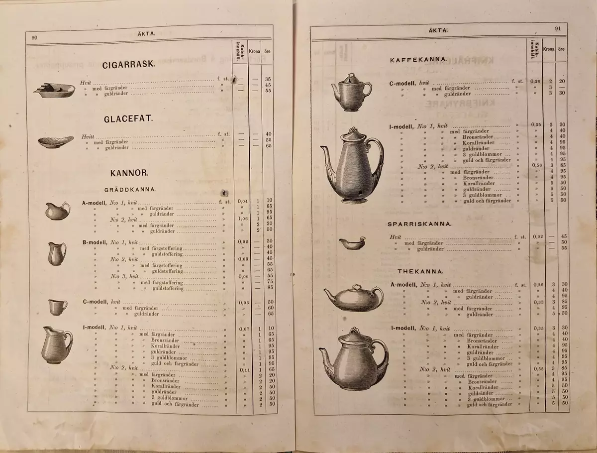 Priskurant för Gustafsberg. 98- sidig katalog.