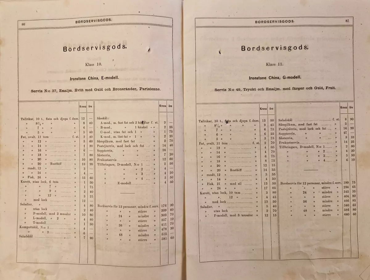 Priskurant för Gustafsberg. 98- sidig katalog.