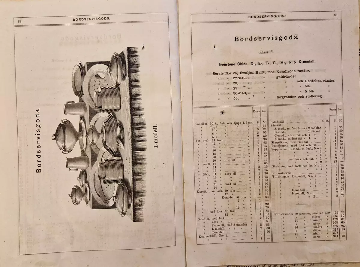 Priskurant för Gustafsberg. 98- sidig katalog.