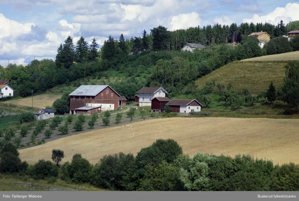 Skråfoto av bygg og omegn, antatt i Buskerud.