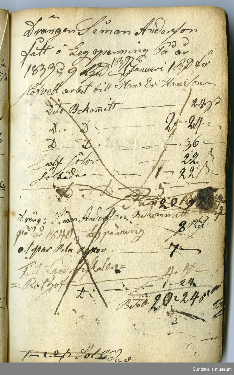 Dagbok skriven av Anders Modée (1732–1800). Modée gjorde militär karriär och avslutade som kapten vid sitt avsked 1768. 
Anteckningar är bland annat från hans tjänstgöring i det pommerska kriget (1758–1760).

I slutet av boken finns anteckningar från 1834–1840, av okänd hand.