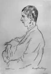 Repro: Billedhugger og maler Rolf Lundes tegning av kunstmal