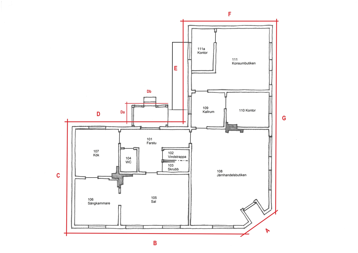 Järnhandlarens hus i Skansens stadskvarter är till sin fasad uppfört efter förlagan på Repslagargatan 8 (Modisten 3) i Hudiksvall. Stommen är modern. 

Byggnaden är uppförd i en våning, med källare i souterräng, grunden är av huggen natursten. Fasaden är klädd med liggande panel målad i en ljust vit kulör. Fasaden delas in av lisener vid det avskurna hörnet, samt med horisontell mittelbandslist i fönstrens underkant samt som en artikulering av vindsvåningen. Taket är brutet och klätt med rödmålad plåt. Vid det avskurna hörnet finns en takkupa med rundat överstycke, snickarglädje samt spira. Byggnaden har två murade skorstenar i tegel.

 Järnhandlarens hus rymmer en järnhandel med kontor, en järnhandlarbostad samt en konsumbutik. 

Byggnaden uppfördes på Skansen under åren 2004-2005.