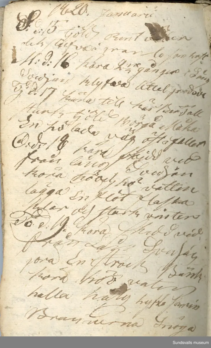 Anteckningarna är gjorda mellan 1817–1870 och rör främst de dagliga sysslorna på gården. 
Hindrich Ersson Åhlén föddes på ett mindre hemman i Söderåsen, Selånger. 1823 övertog han skötseln av gården.