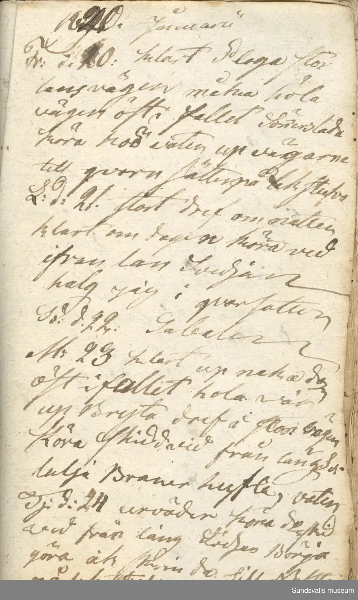 Anteckningarna är gjorda mellan 1817–1870 och rör främst de dagliga sysslorna på gården. 
Hindrich Ersson Åhlén föddes på ett mindre hemman i Söderåsen, Selånger. 1823 övertog han skötseln av gården.