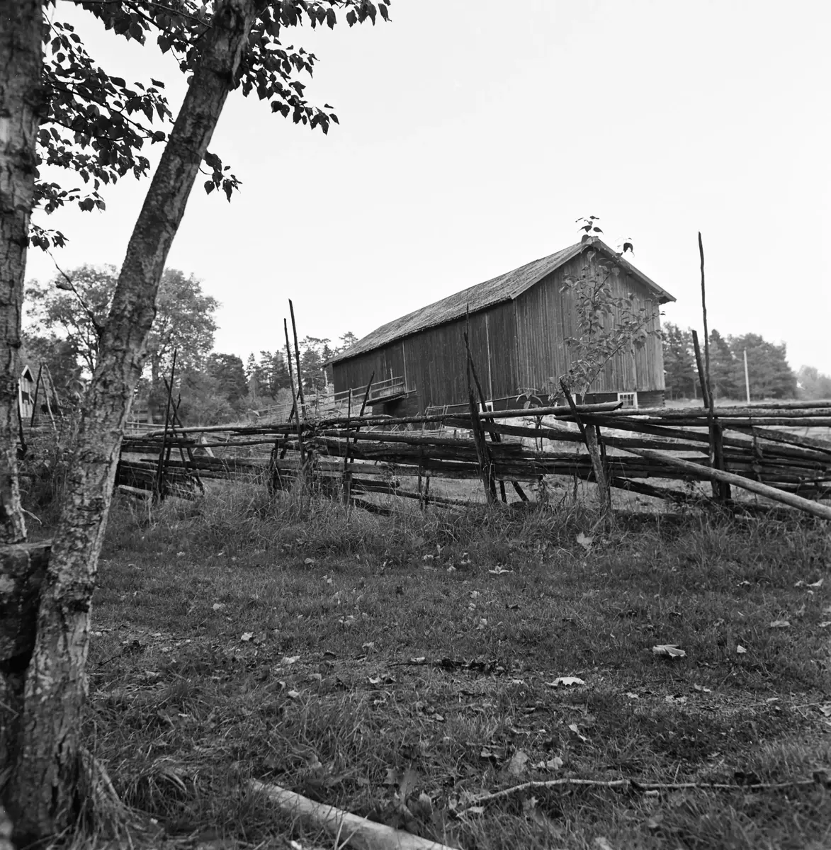 Mutsunda by. Janssons lagårdslänga från SV. Bygatan i förgrunden.
