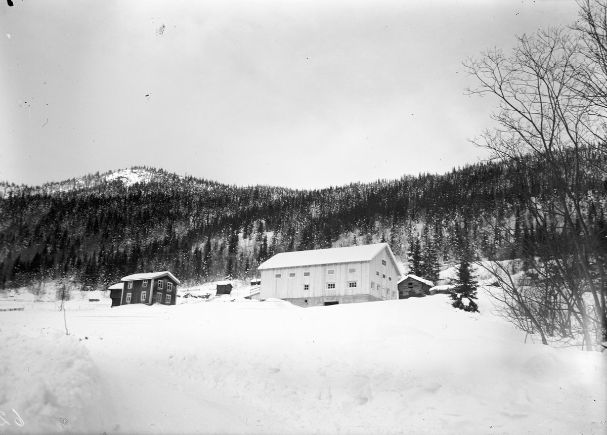 Fotosamling etter Øystein O. Jonsjords (1895-1968), Tinn. 

Bilde viser gård med stort nybygd uthus