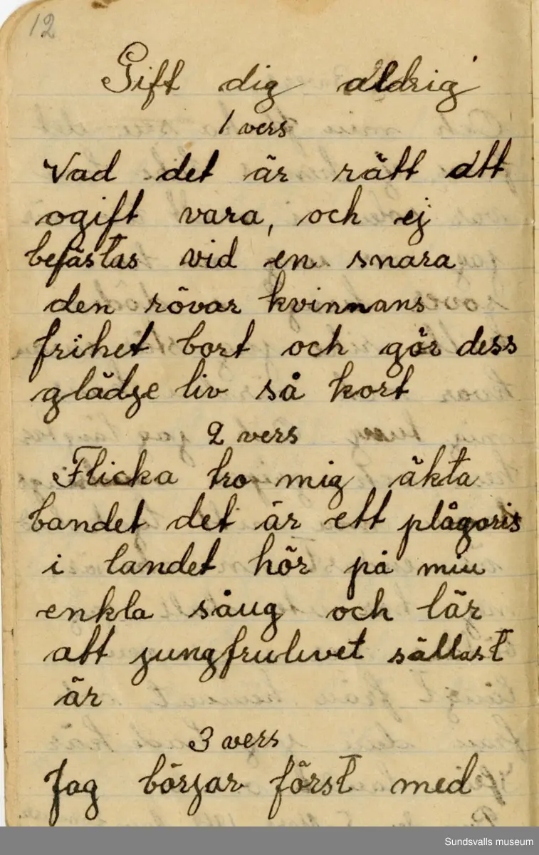 Dagbok skriven mellan åren 1919 och1920. 
Dagboken är skriven under Annas ungdomsår och handlar bland annat om biobesök, samvaro med vänner och arbete hemma på gården. Flera visor är också nedtecknade i boken.

Anna Johansson föddes på en bondgård i Byn, Torp. 
Hon arbetade som hushållerska, först hos sina föräldrar och senare hos syskon. Hon tillhörde Torp-Stöde missionsförsamlin