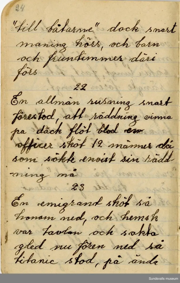 Dagbok skriven mellan åren 1919 och1920. 
Dagboken är skriven under Annas ungdomsår och handlar bland annat om biobesök, samvaro med vänner och arbete hemma på gården. Flera visor är också nedtecknade i boken.

Anna Johansson föddes på en bondgård i Byn, Torp. 
Hon arbetade som hushållerska, först hos sina föräldrar och senare hos syskon. Hon tillhörde Torp-Stöde missionsförsamlin