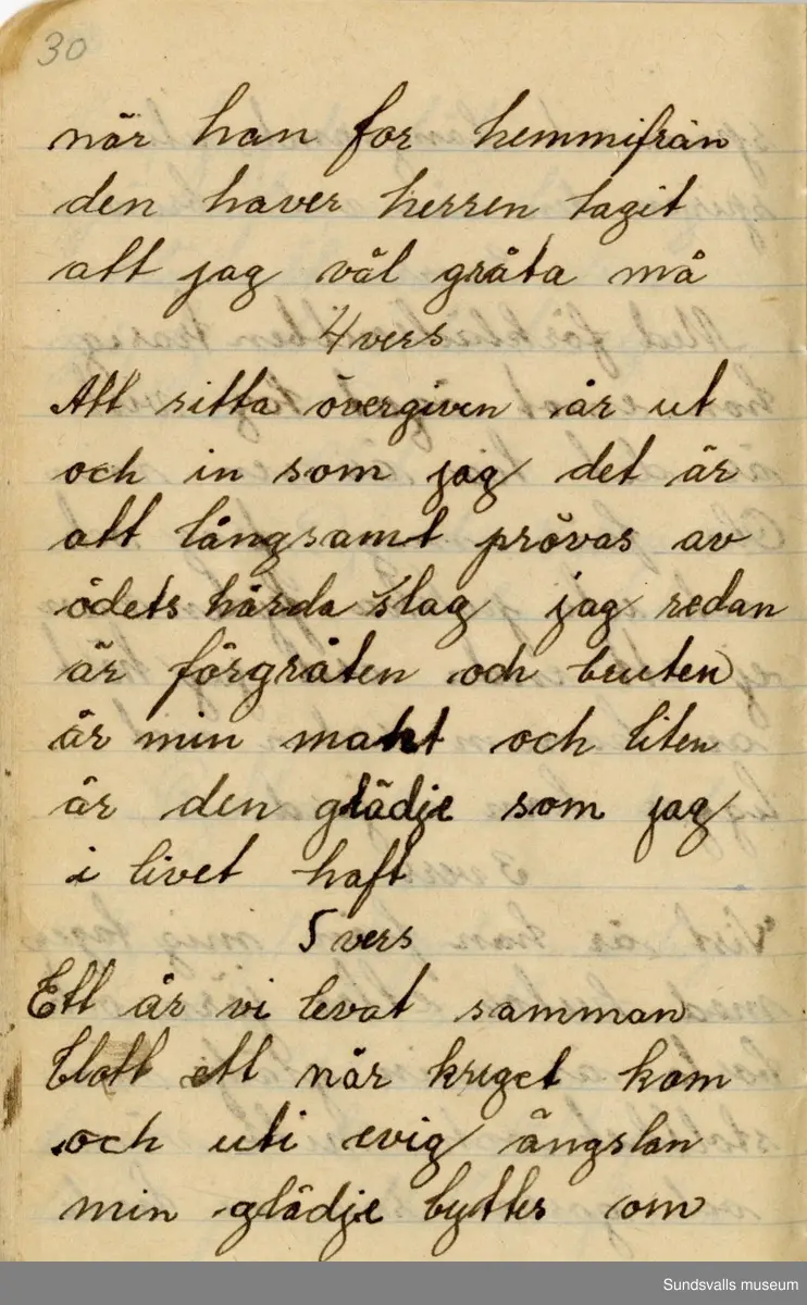 Dagbok skriven mellan åren 1919 och1920. 
Dagboken är skriven under Annas ungdomsår och handlar bland annat om biobesök, samvaro med vänner och arbete hemma på gården. Flera visor är också nedtecknade i boken.

Anna Johansson föddes på en bondgård i Byn, Torp. 
Hon arbetade som hushållerska, först hos sina föräldrar och senare hos syskon. Hon tillhörde Torp-Stöde missionsförsamlin