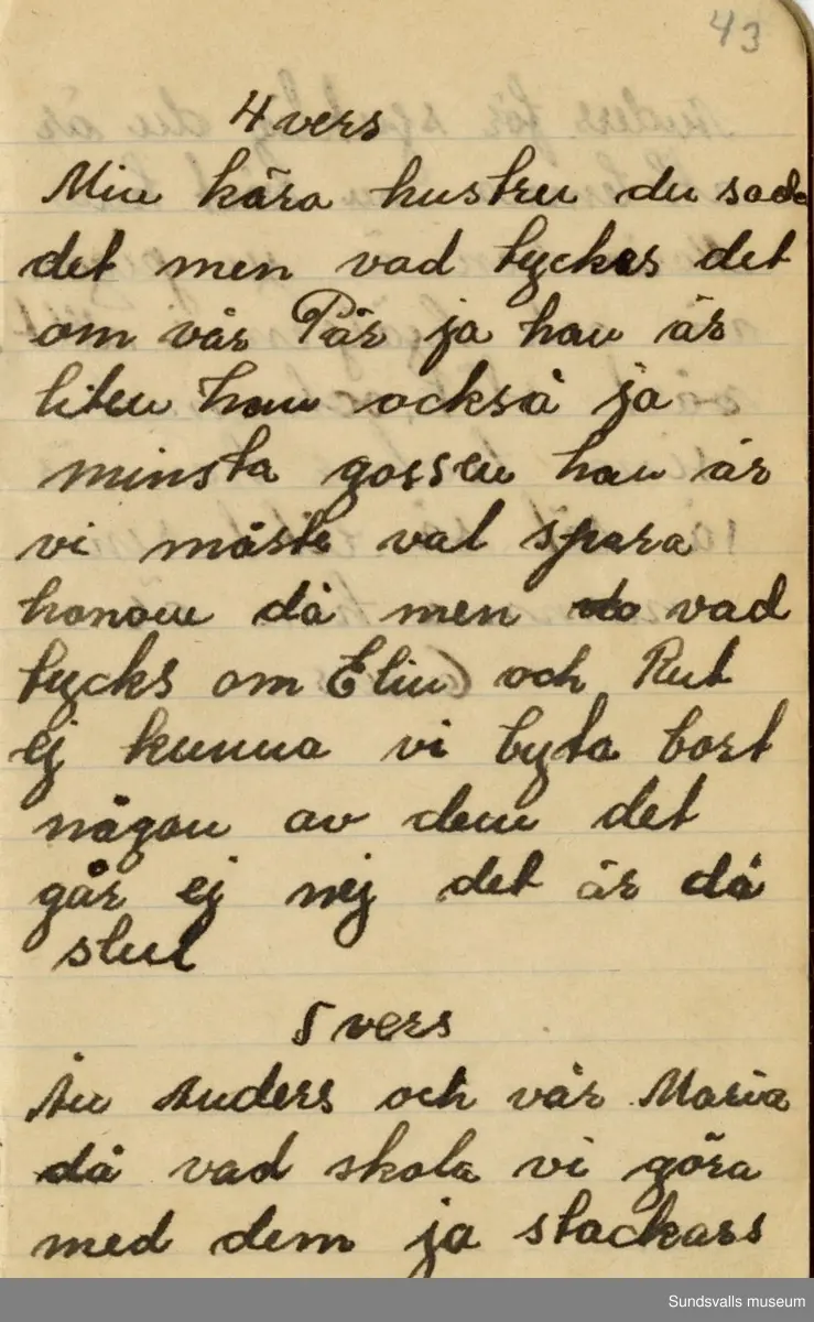 Dagbok skriven mellan åren 1919 och1920. 
Dagboken är skriven under Annas ungdomsår och handlar bland annat om biobesök, samvaro med vänner och arbete hemma på gården. Flera visor är också nedtecknade i boken.

Anna Johansson föddes på en bondgård i Byn, Torp. 
Hon arbetade som hushållerska, först hos sina föräldrar och senare hos syskon. Hon tillhörde Torp-Stöde missionsförsamlin