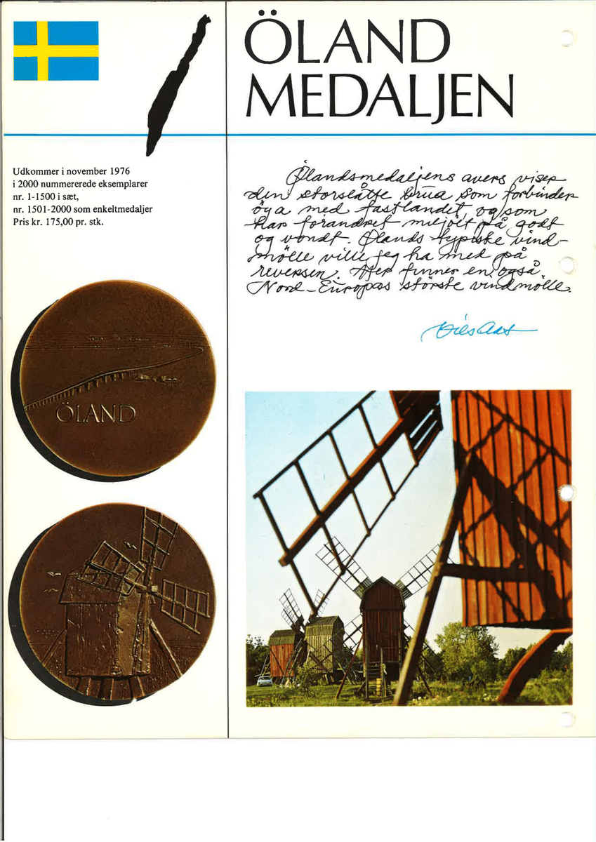 Bilde av medaljene, bygningene som inspirerte medaljene, flaggene til Danmark, Sverige, Island, Norge, foto av Nils Aas