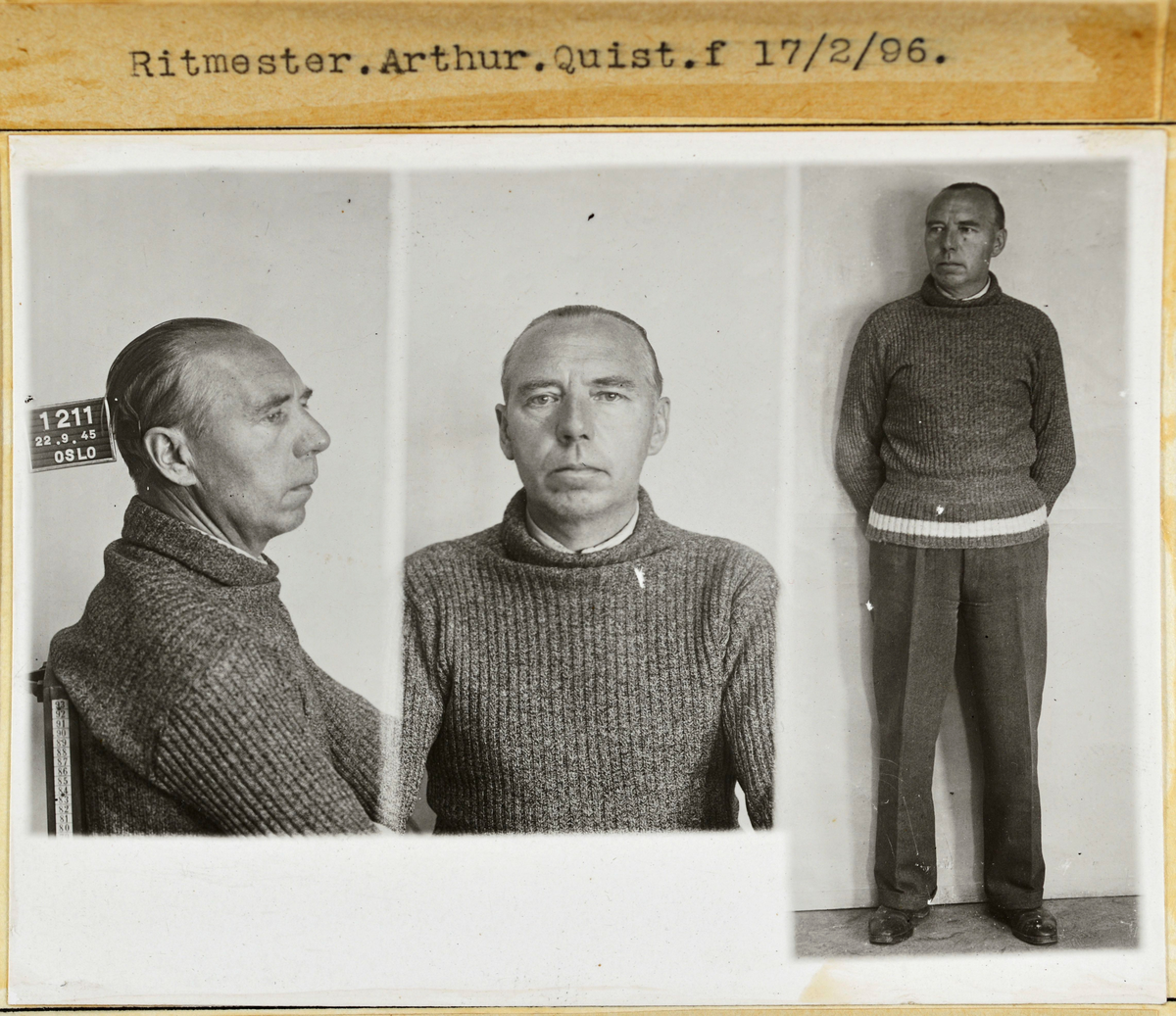 Forbryterportrett av rittmester Arthur Quist