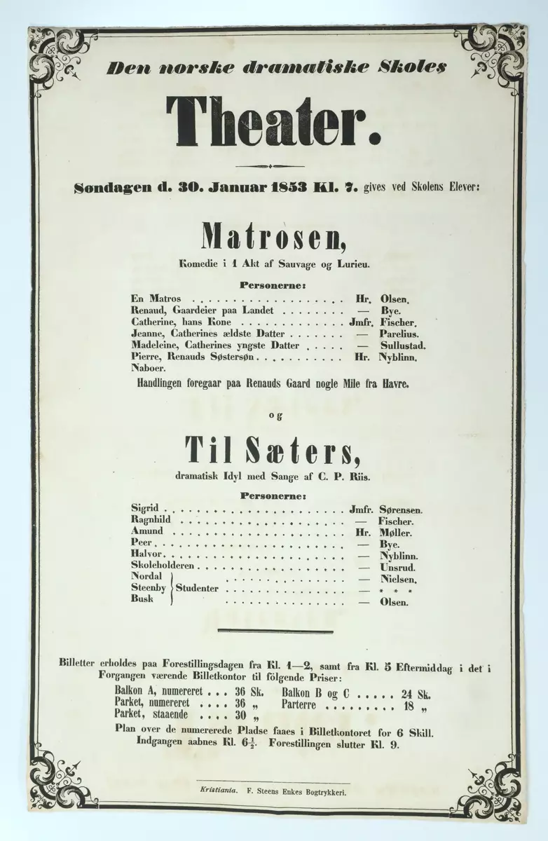 Konsertprogram frå boksamlinga til Ivar Aasen