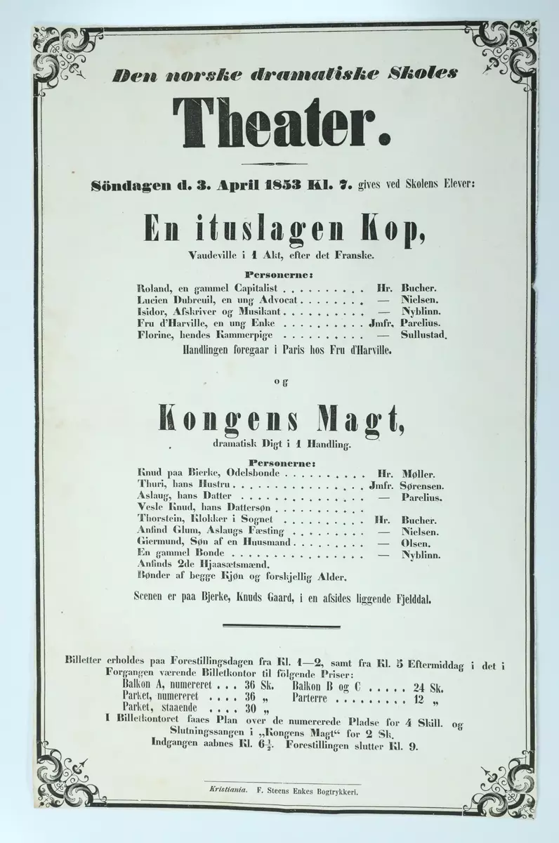 Konsertprogram frå boksamlinga til Ivar Aasen