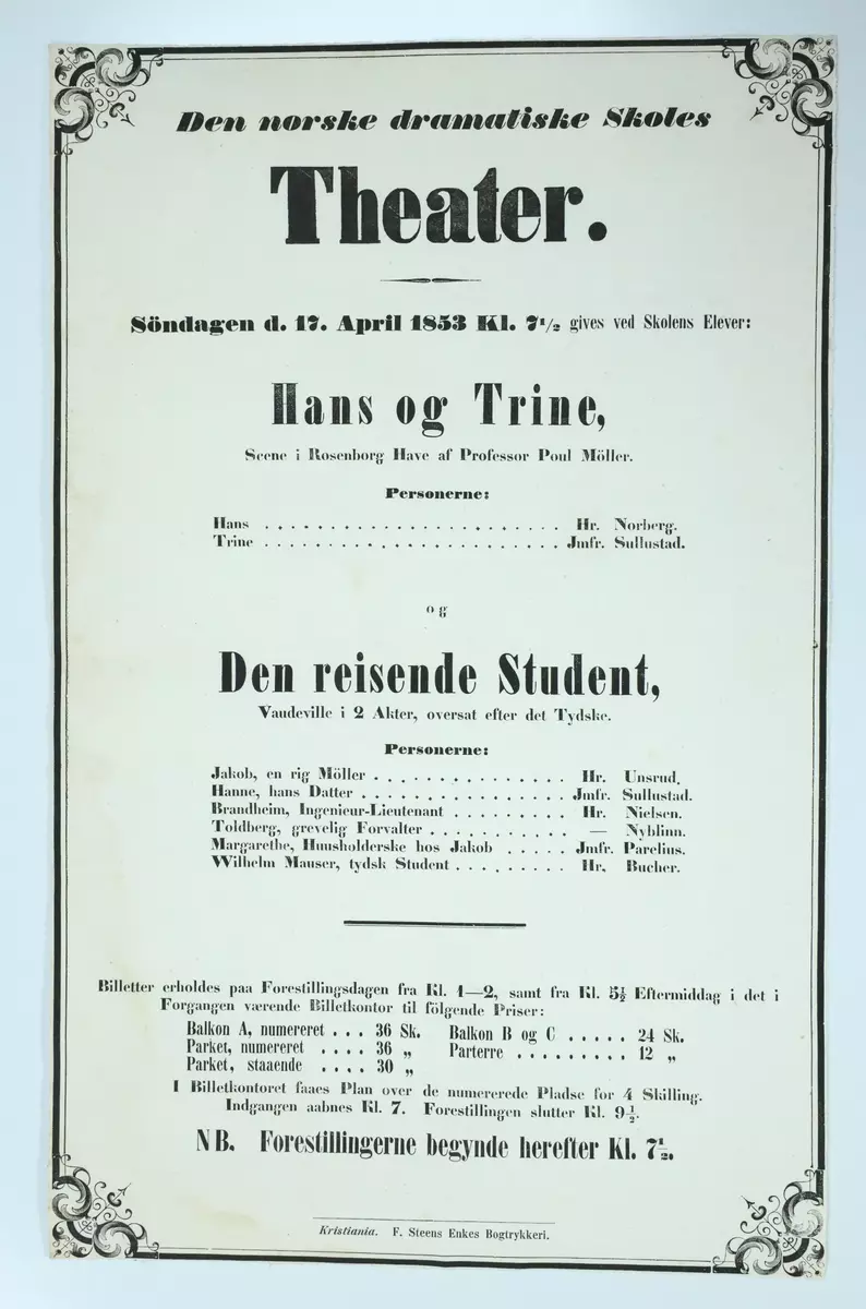 Konsertprogram frå boksamlinga til Ivar Aasen