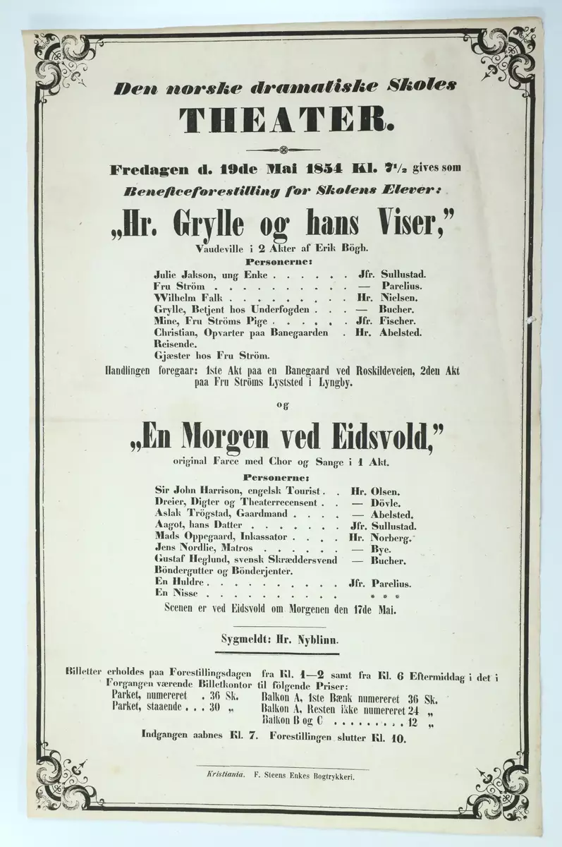 Konsertprogram frå boksamlinga til Ivar Aasen