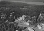 Flygfoto över Ludvika. Ludvika lasarett år 1950.