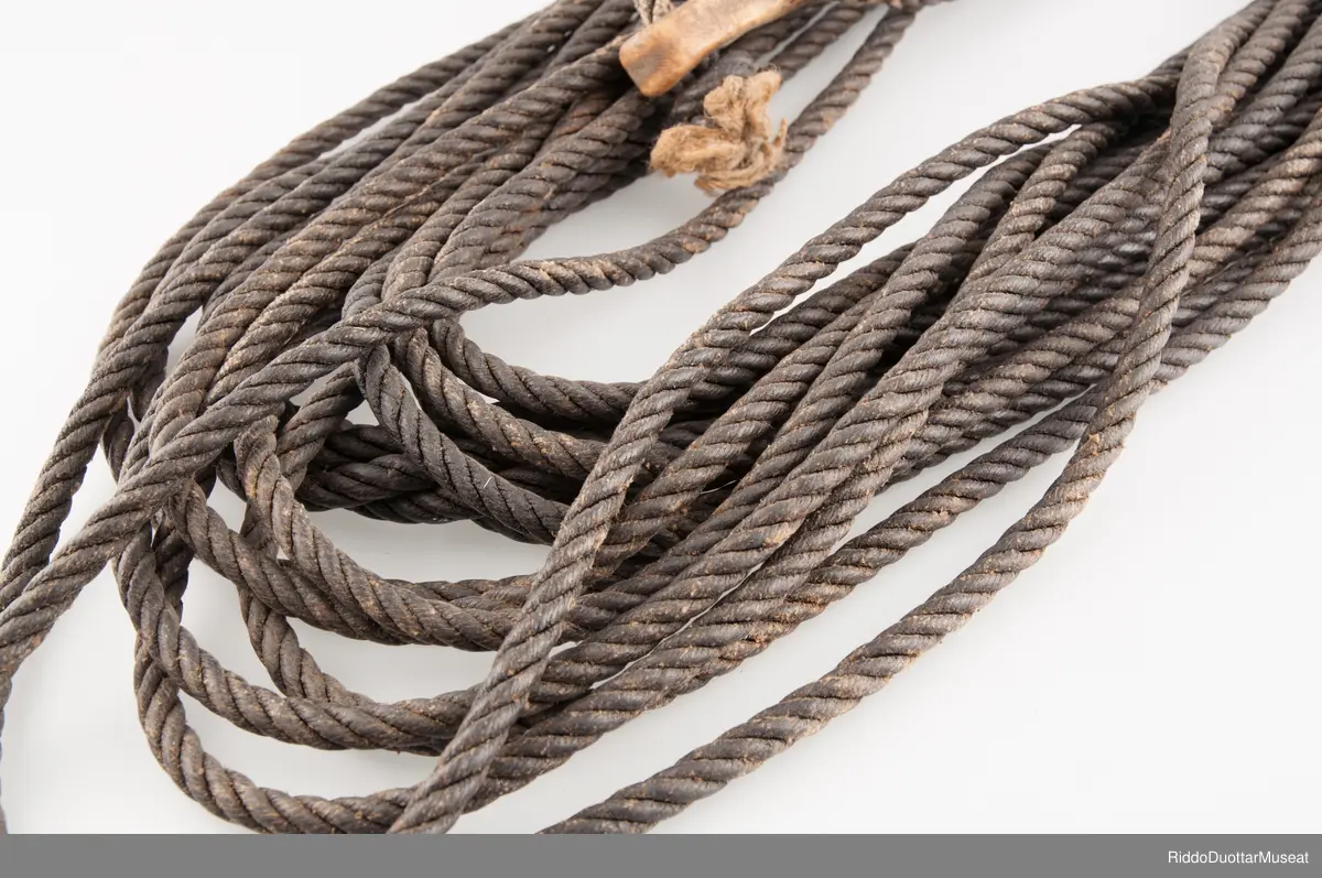 Bihkkaoarra dahje suohpan mii lea bihkkaduvvon mas lea čoarvegiella. Čoarvegielas leat muorranamat, NH ja PBB. 
Lasso som er smurt med tjere og med lassoring av horn. Lassoringen har navn inngravert, NH og PBB.