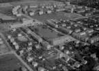 Flygfoto över Soltorget, Borlänge 1960.