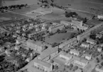 Flygfoto över Soltorget och Maserhallen, Borlänge 1965.