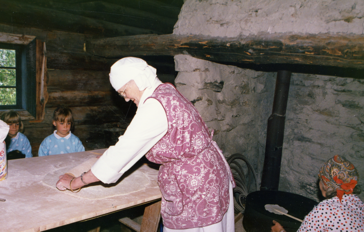 Husflidsdagen på Valdres Folkemuseum 1987. Lomiseldhuset