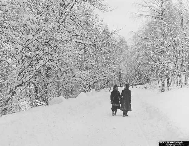 Prot: Holmenkolveien - 2 småpiker i veien Vinter Feb.1901